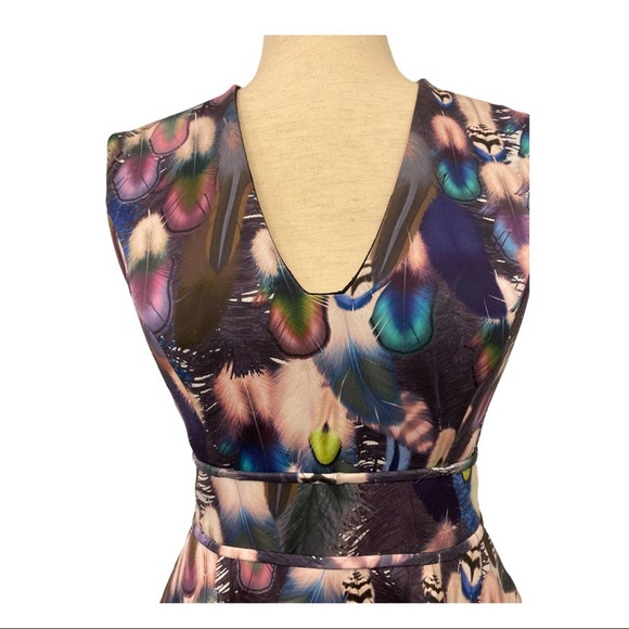 Cynthia Rowley Dress Size 8 Peacock Feather Print - Picture 3 of 6